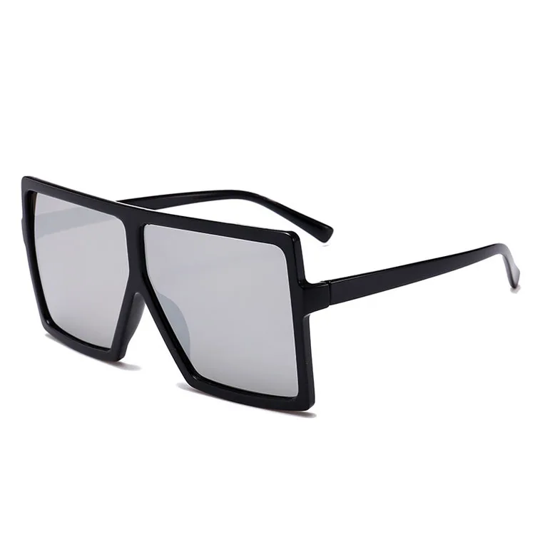 

Black channel flat top frameless glasses framless oversized square shades sunglasses women, Picture shows