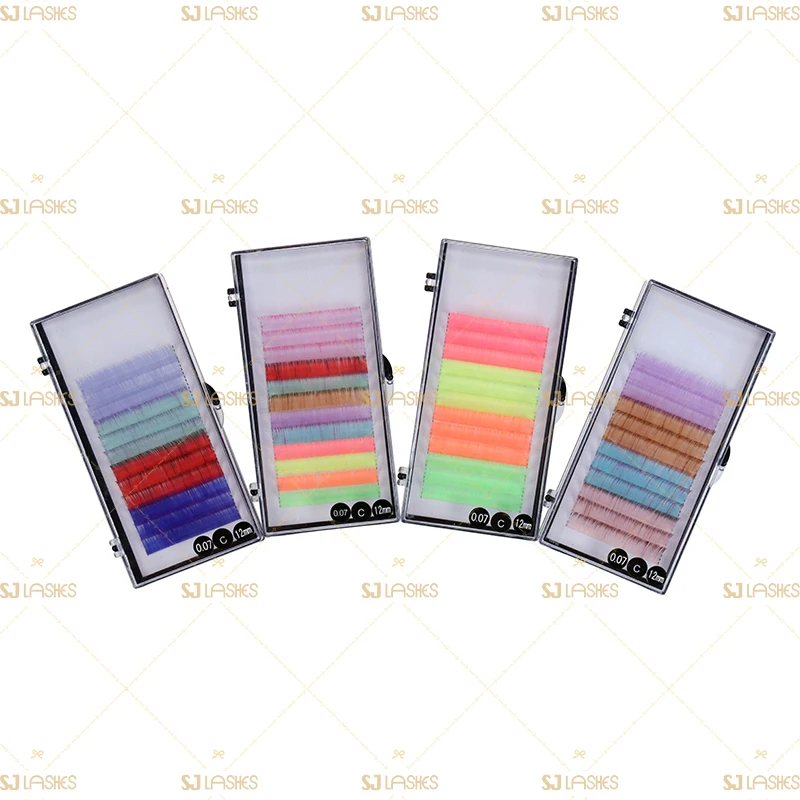 

Own Design Lash Packaging Florid Eye Catching Gradient Ramp Cocktail Boujilash Russian Lash Extension, Colorful