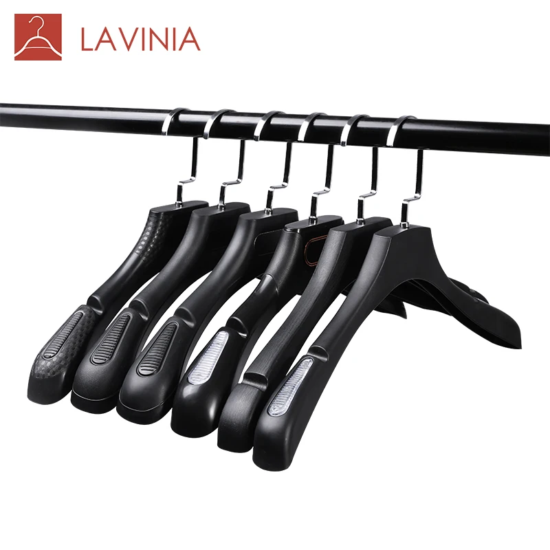 

Adult clothing store plastic non-slip hanger pants rack display customized logo, Black white