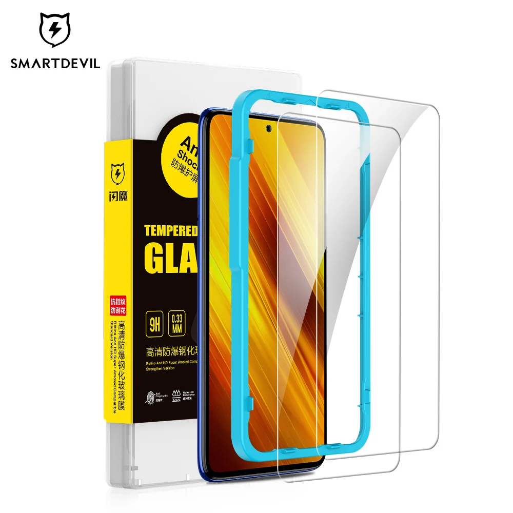 

New Arrival Electroplated Anti-fingerprint 2.5D Tempered Glass Screen Protector For XIAOMI POCO X3 Pro With Installation Tool