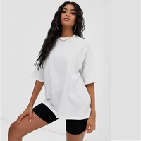 

Professional Customation Blank Super Oversized Women Dropped Shoulders Seam Design White T Shirt