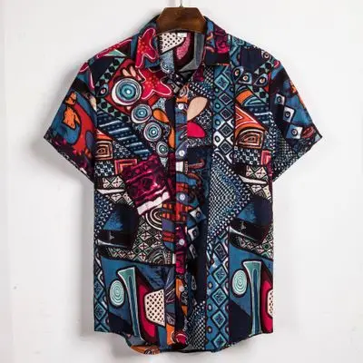 

Hot sale short sleeve custom vintage plus size summer casual shirt for men