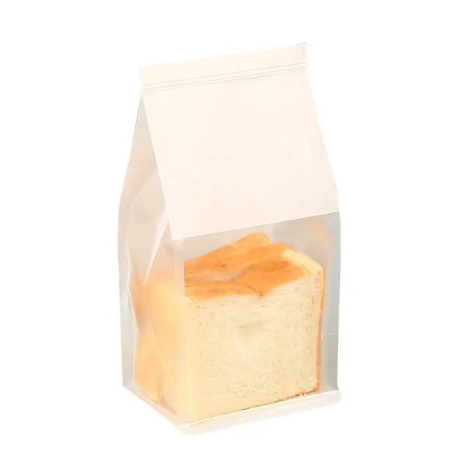 

customized printing Greaseproof Bakery White Kraft Bread Packaging Paper Bags With Window in stock