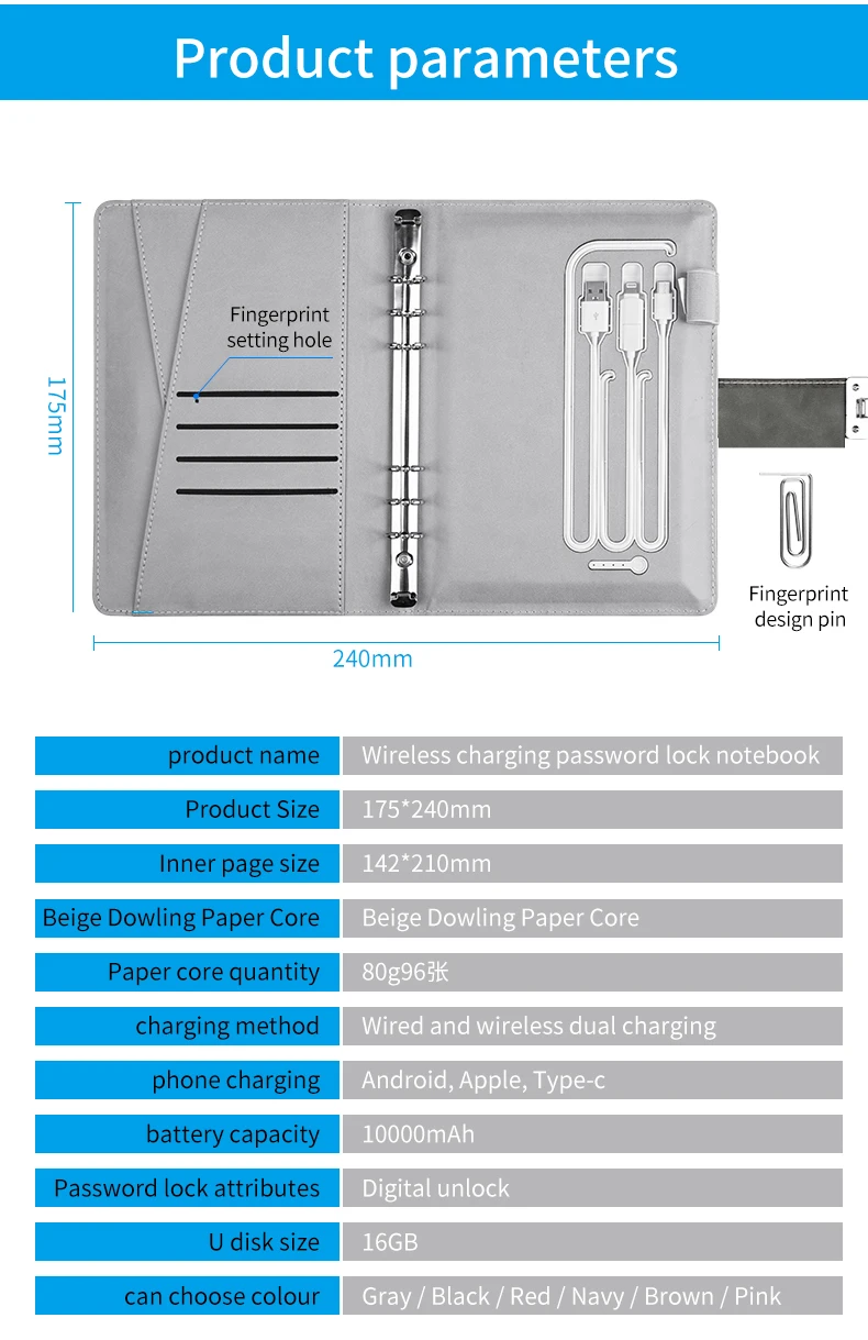 Multi Functional Like Rocketbook Reusable Writing Waterproof Recycled Scannable Smart Power Bank Notebook with digital lock - ANKUX.COM