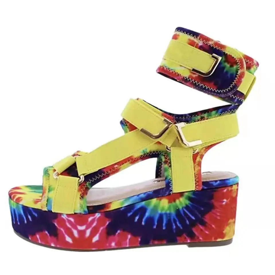 

2021 New Arrival Street Casual Fashion Sandals For Ladies Fish Mouth Plus Size Colorful Ankle Wrap Sexy Women Platform Sandals