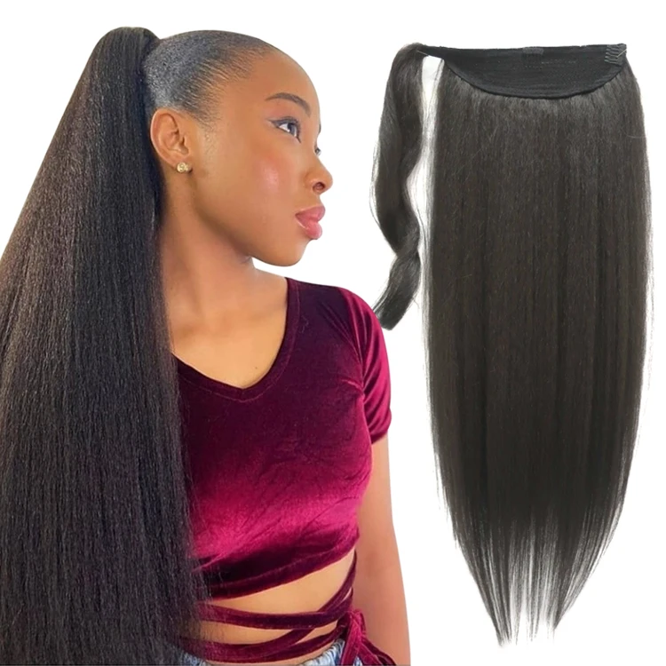 

Novelties Wholesale 30 Inch Synthetic Queue De Cheval Hairpiece Magic Tie Yaki Kinky Straight Hair Wrap Around Ponytails, Customize all colors