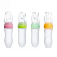 

High reputation nmedical standard pure silicone cereal rice paste baby feeding bottle with spoon