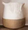 Large Woven Rope Basket Tall Decorative Blanket Basket for Living Room, Toys, Storage, Towels or Nursery | Round Ham