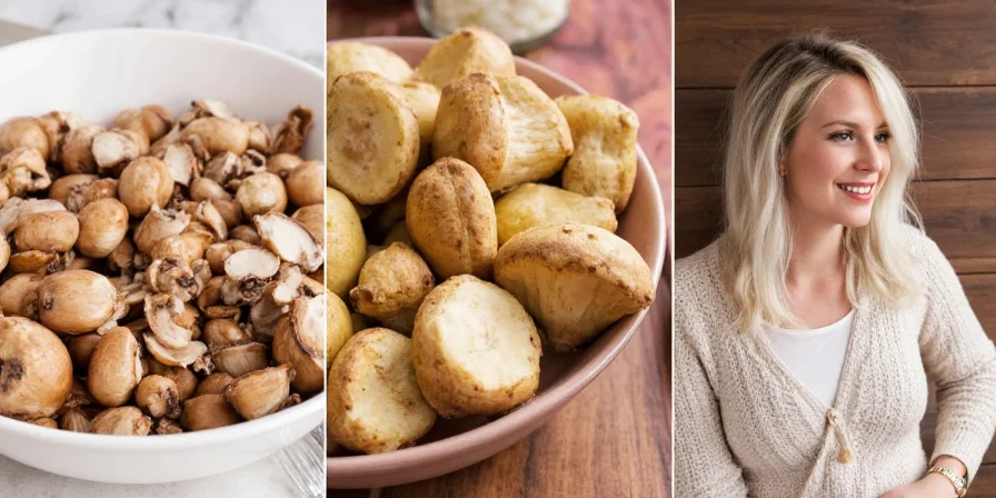 Nutrition facts label for white mushrooms