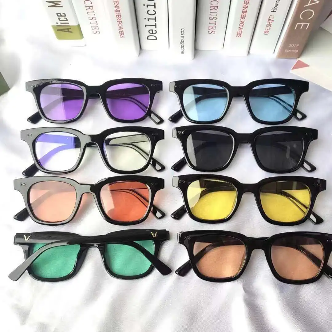 

Retro Color Transparent Square Glasses Frame Sunglasses with V Men Women designer Color Sunglasses UV400