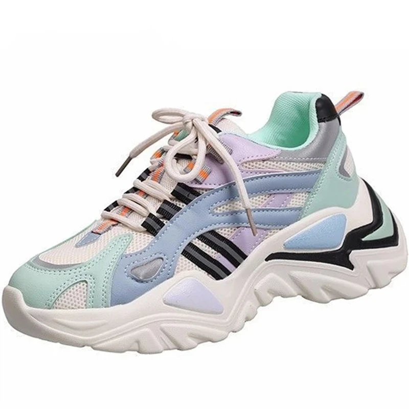 

2021 Thick Sole Fashion Women Sneakers Platform Shoes Chunky Heel Casual Shoes 2021 High Quality Breathable Comfortable