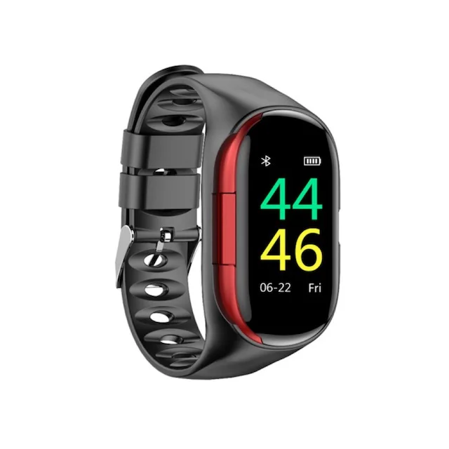 

BT5.0 Wireless Earphone TWS With Heart Rate Monitor Earbud Smart Sport Wristband Wearable Device, Black, gray, red, gold
