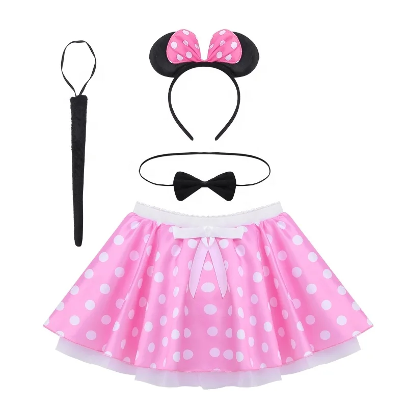 

Girls Sweet Polka Dots Printed Bowknot Skirt Carnival Christmas Costume Outfit