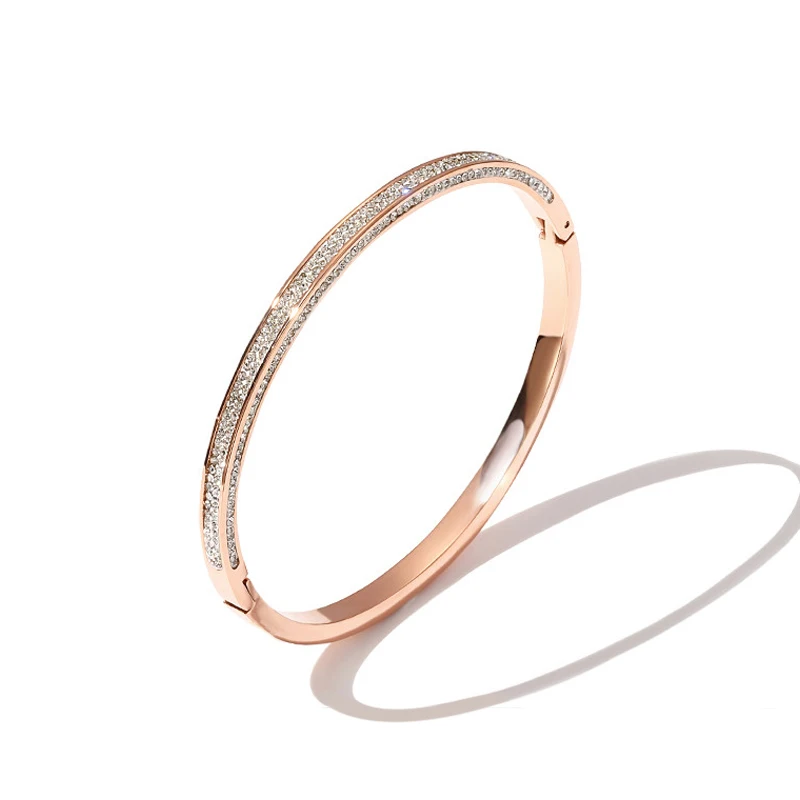 

Charare steeling silver rose gold thin rhinestone bangle accessories