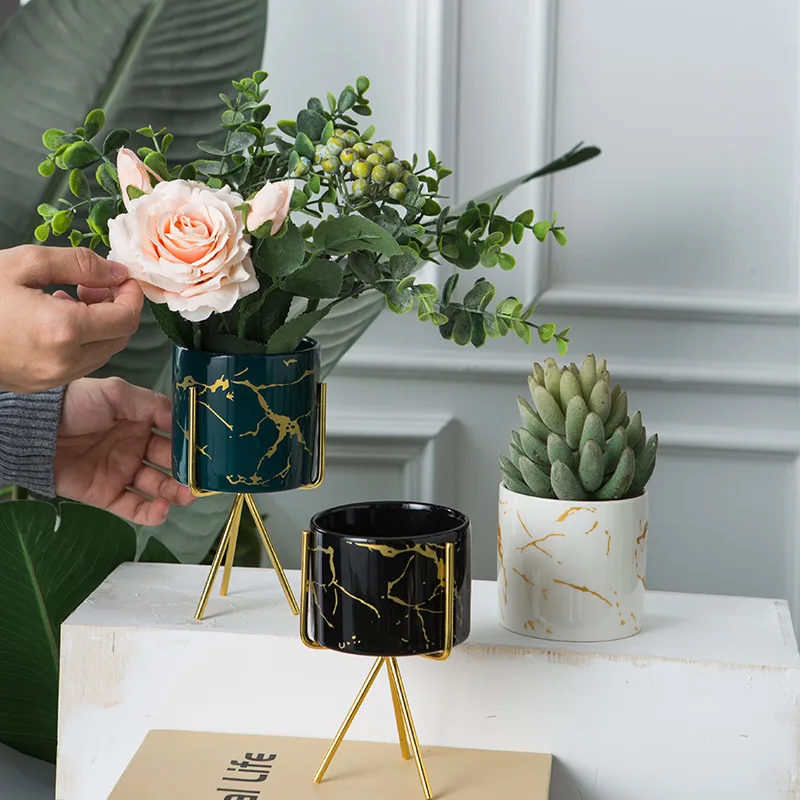 

Nordic Luxury Marble Ceramic Succulent Flower Pot Home Decoration planter pots, Black,green,white