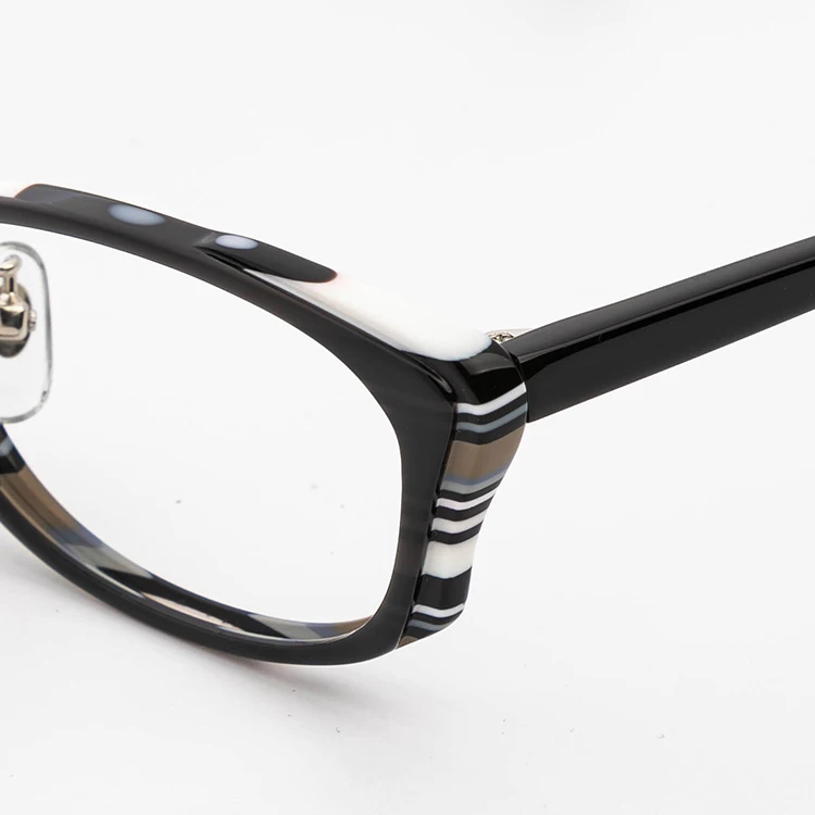 Striped Lamination Acetate Glasses Frames Optical Eyeglasses For Women