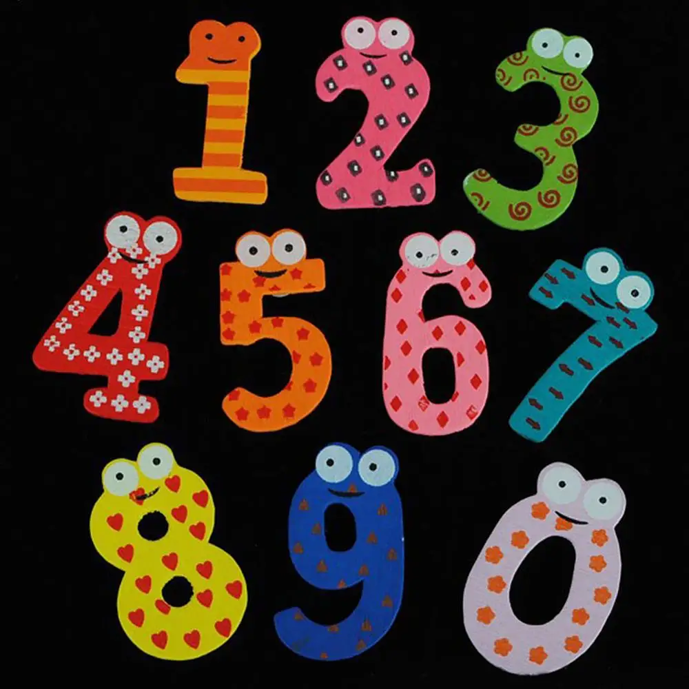 

10pcs Decoration Fun Fridge Magnet Numbers Wooden Education Sticker Colorful Cartoon Kids