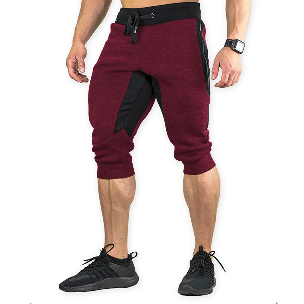 

Men Cargo Short Pants Ball Sport Joggers Plain Half Trousers Male Zipper Pants, Custom pantone color