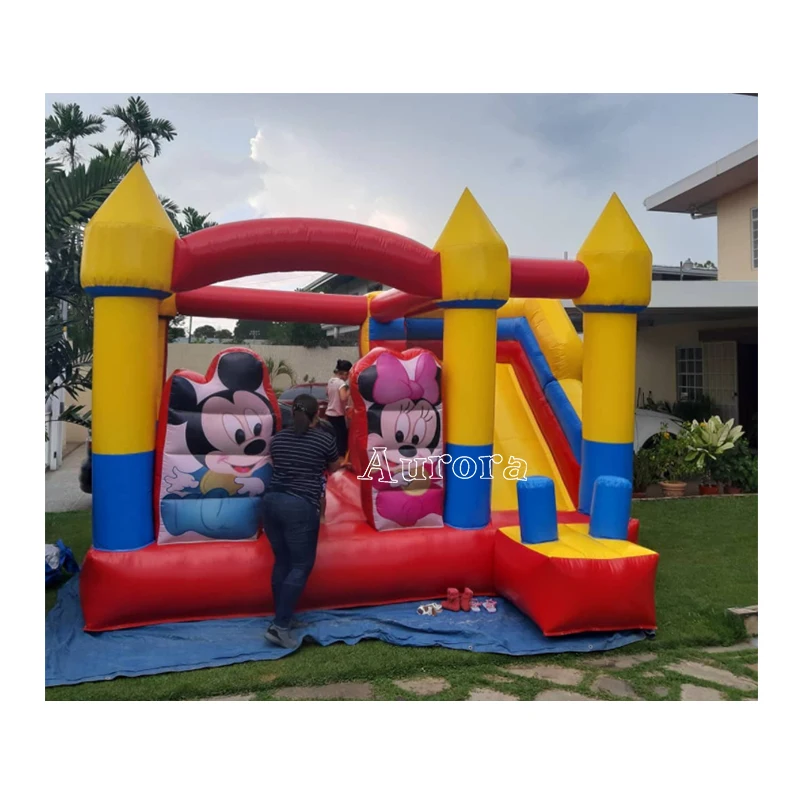 

Commercial outdoor inflatable bouncy castle jumping house combo with slide, Customized