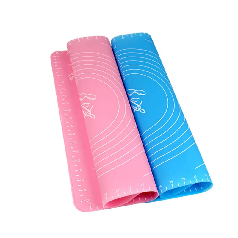 

Eco-friendly Printed Custom 29*26cm Silicone Cooking Pastry Mat Silicone Kneading Dough Mat, Blue and pink