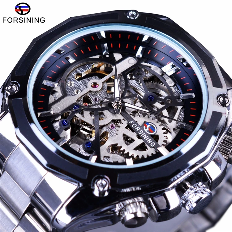 

Forsining Mechanical Steampunk Fashion Male Wristwatch Dress Men Watch Top Brand Luxury Stainless Steel Automatic Skeleton Watch