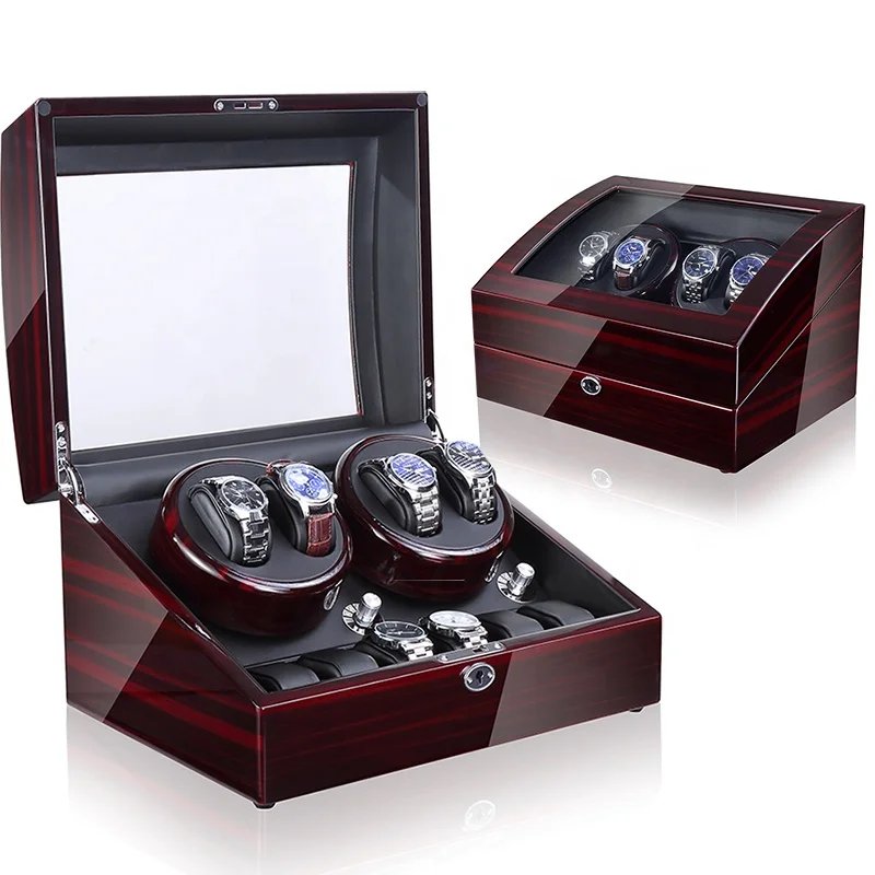 

Time partner 2021 high quality glossy exterior wholesale orbit wood luxury modern automatic 4+6 Watch winder box, Customized