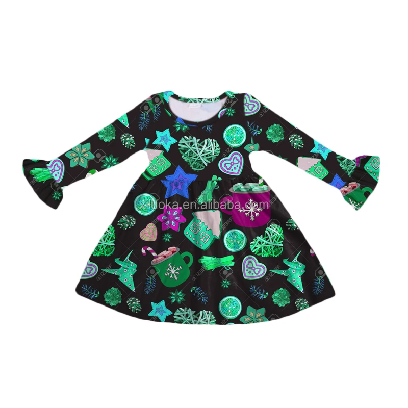 

2020 St. Patrick Pattern Soft Dress Girls Latest Twirl Baby Girls Dress, Picture