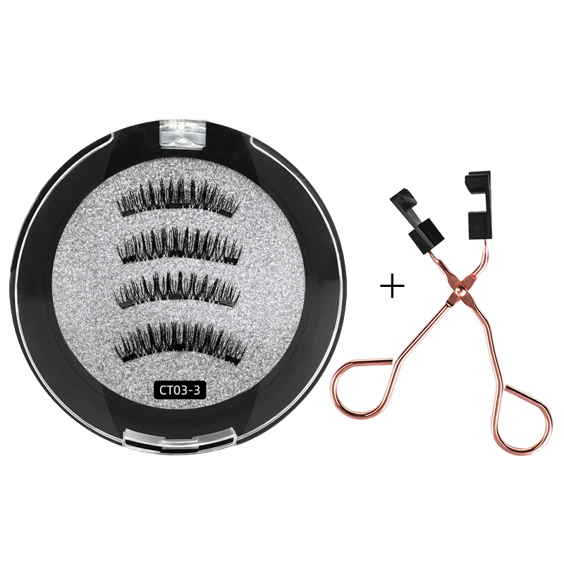 

2021 Popular Reusable Silk Magnetic Eyelashes Set make your own Band magnetic lashes, Natural black