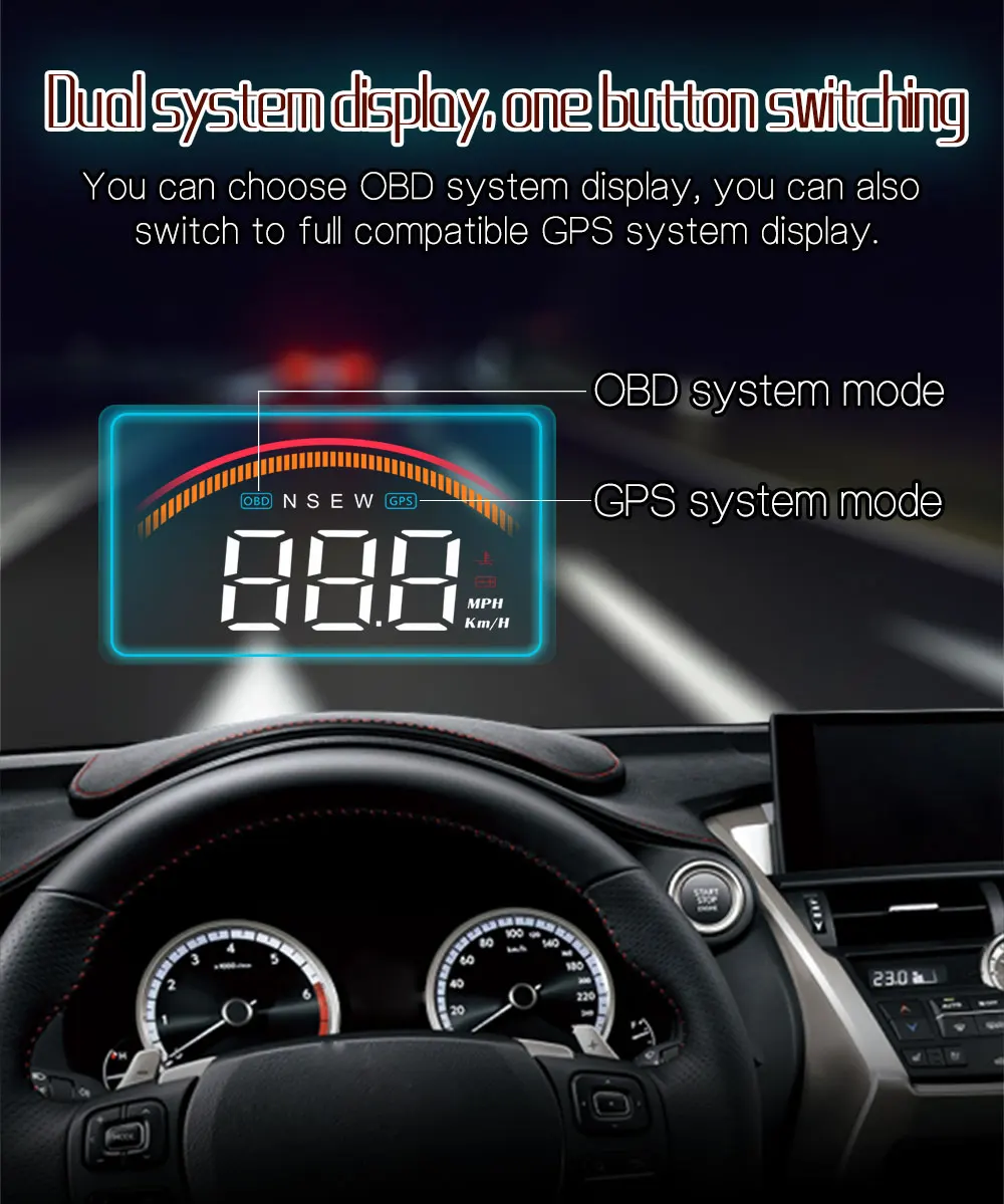Hot selling  M11 Universal Car GPS HUD Projector OBD2 Head Up Display Speed Warning System diagnostic tool