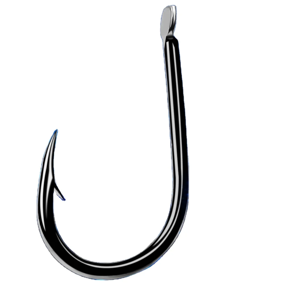 

TOPIND SZ004 High Carbon Steel Fishing Hook Single Flat Eye Worm Hooks with Barb, Sliver