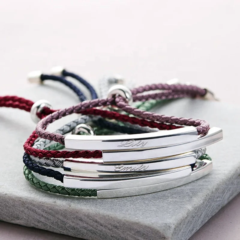 

Custom Name bracelet women Personalized Engraving Custom letter Stainless Steel red rope bracelet women men couples bracelet, As picture