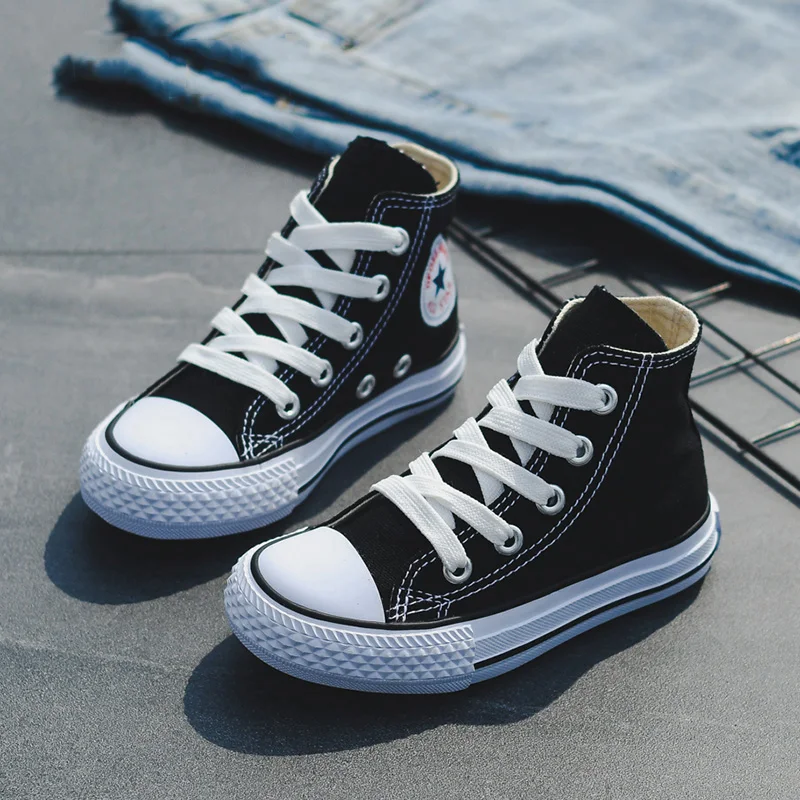 
Kids Shoes For Girl Baby Sneakers 2019 Spring Fashion High Toe Canvas Toddler Boy Shoes Children Classical Girls Canvas Shoes 