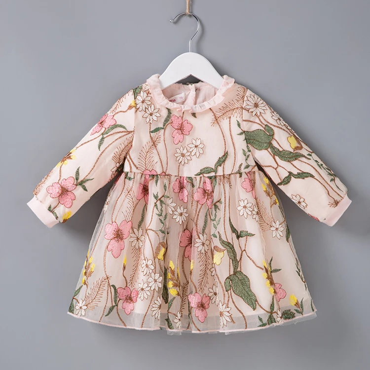 

wholesale clothing custom Fashion embroidery Cotton baby Clothing girl dress