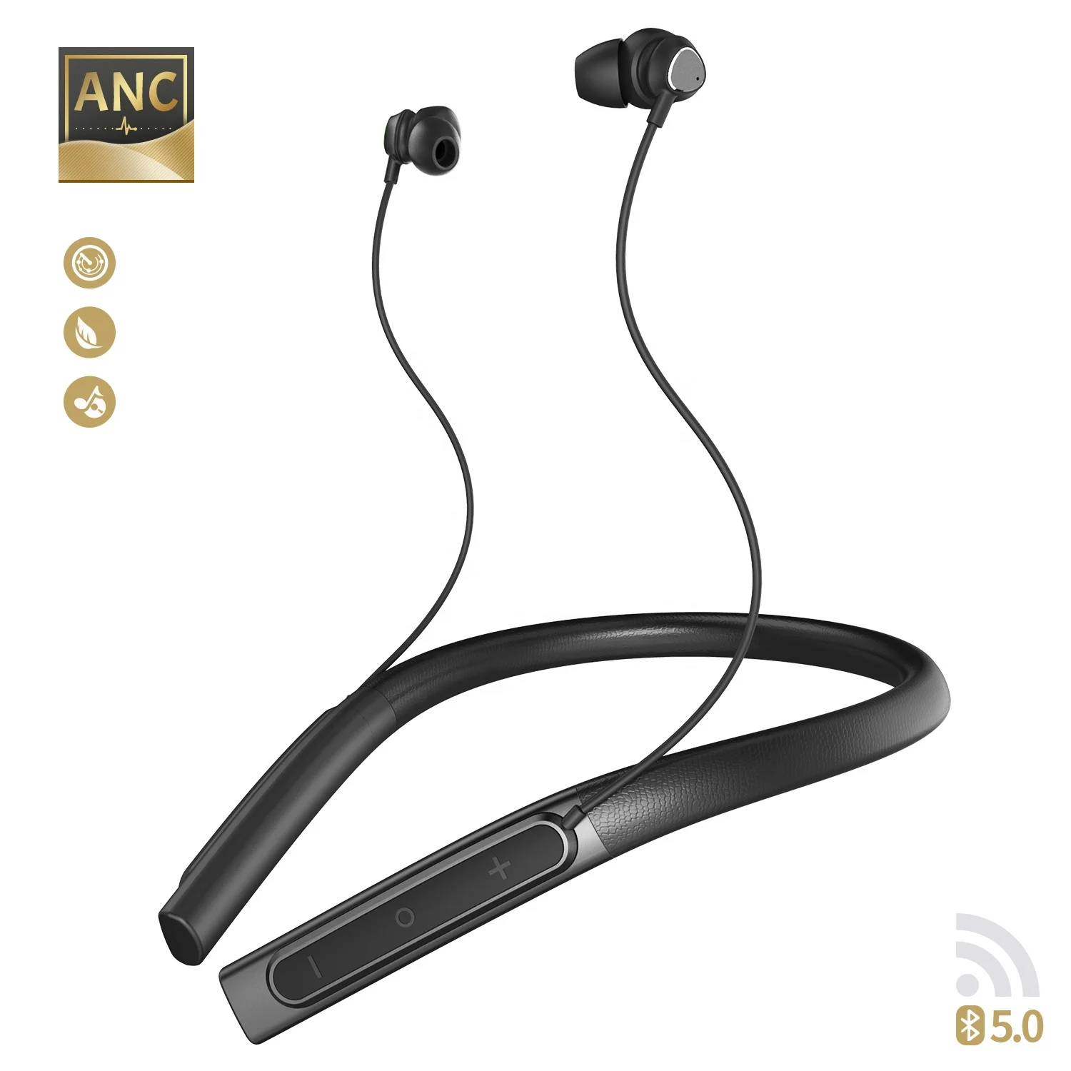 

iqua G40 ANC top end protein leather active noise cancelling bluetooth earphones business neckband headsets for airplane