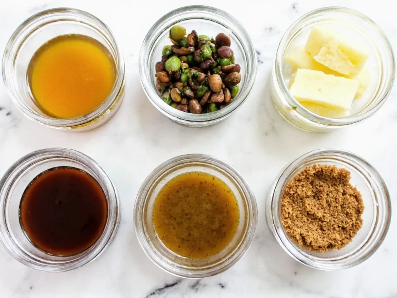 Homemade balsamic dressing ingredients in mason jars