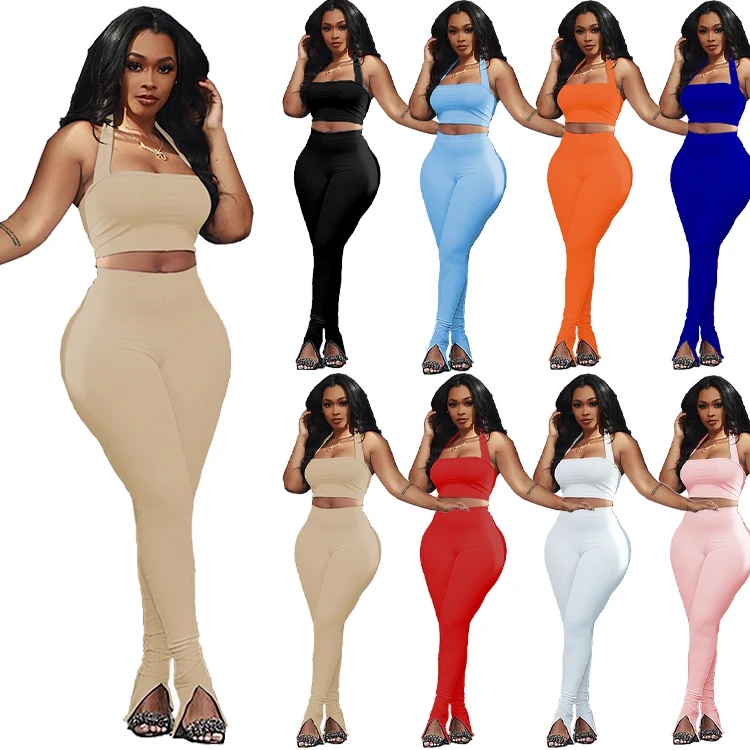 

2021 Fashion Women Outfit Two Piece Pants Set Women Clothing Custom Sweatpants Women Joggers Suits Two Piece Set