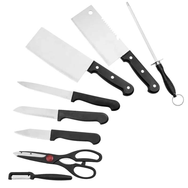 

8pcs Stainless Steel Kitchen Knives Set Yangjiang Super sharp Chef Knife Set, Silver+black