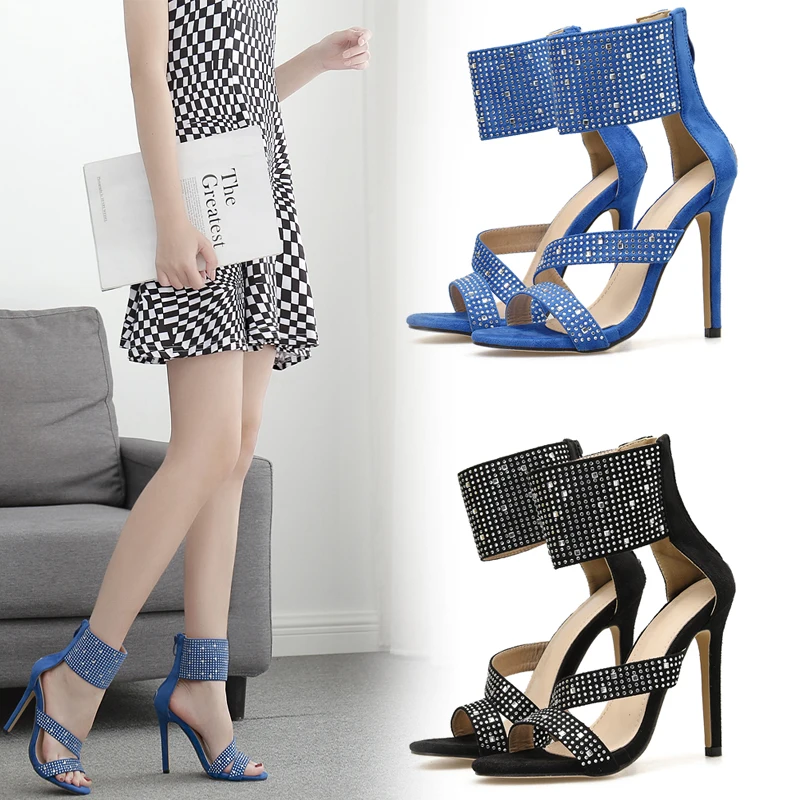

2021 new high heel sandals with diamond and open toe