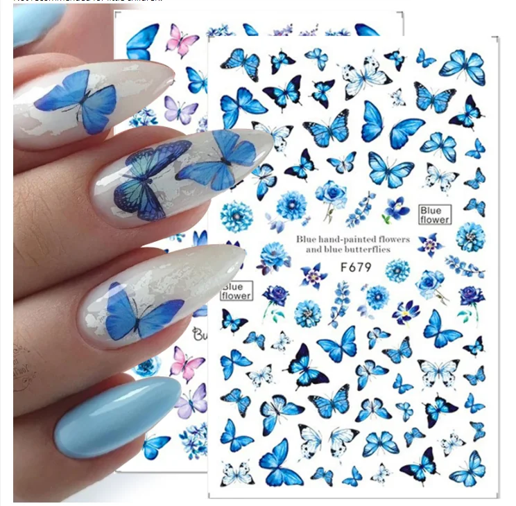 

1 Sheet Butterfly 2D 3D Nail Stickers Flowers Leaves Self Adhesive Transfer Sliders Wraps Manicures Foils DIY Decorations HOT, Many