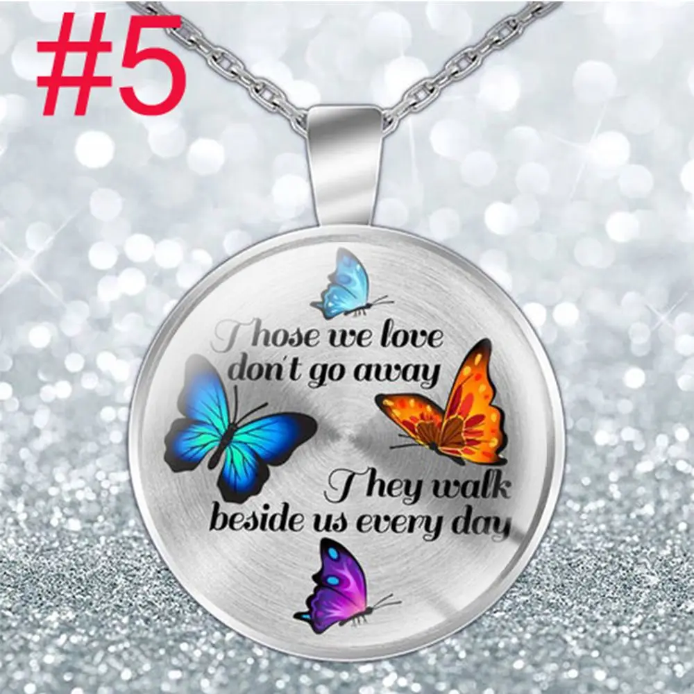 

soul Time Gem glass cabochon circle cheap butterfly pendant jewlery inital ladies necklace customizable