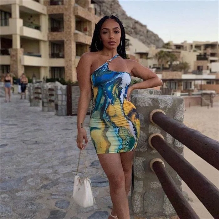

GE2601-Hot Sale 2021 Printed Backless Bodycon Package Hip Dresses Women