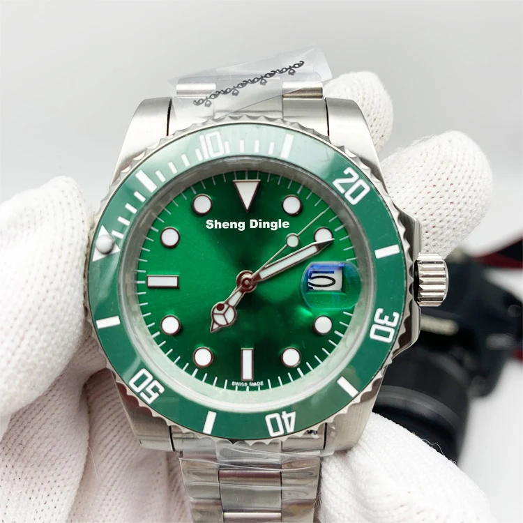 

Hot sale green dive stainless steel ceramic infinity loop bezel luxury fashion custom logo automatic mechanical watch