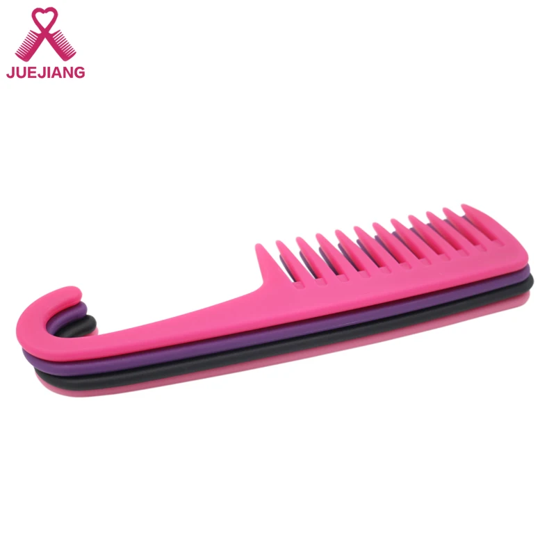 
Wholesale Custom Logo Detangle Shower Plastic Wide Tooth Hair Comb With Hook 