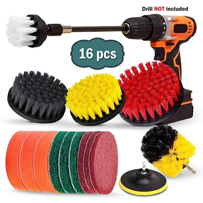 

16 Piece Drill Brush Attachment Set for quick cleaning, Customized