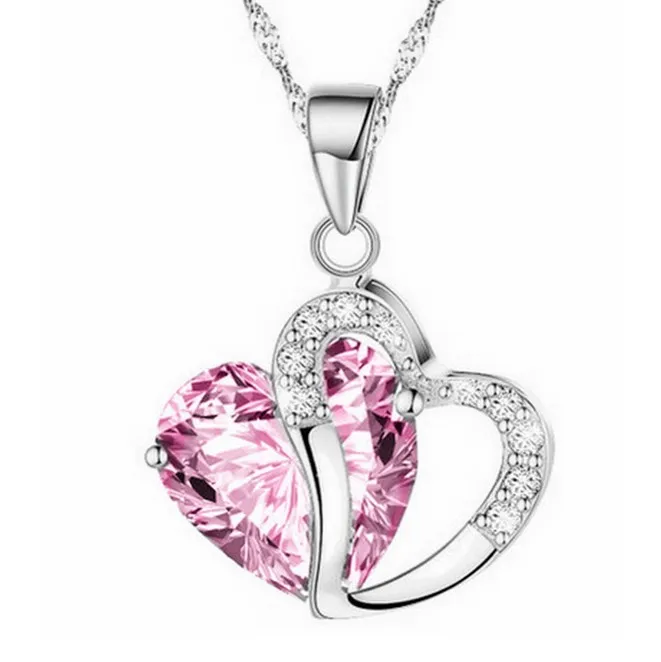

Hot selling jewelry Korean heart necklace zircon crystal necklace sweater chain wholesale