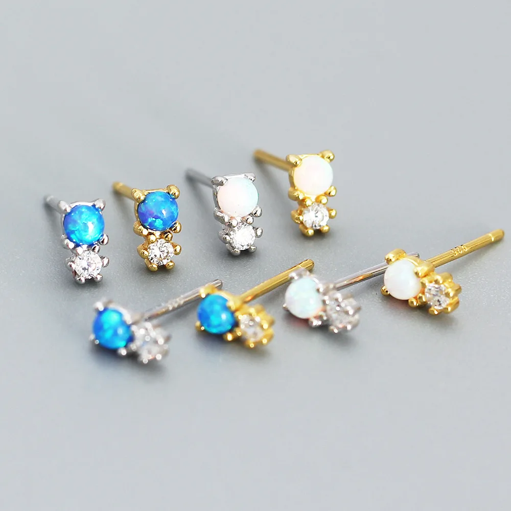 

New Unique Design S925 Sterling Silver Opal Stud Earrings For Women YHE0489