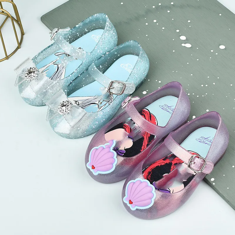 

MINI DD 2022 New High Quality Children Footwear Kids Mermaids Girls Sandals Frozen Princess Jelly Shoes Fancy Sandals