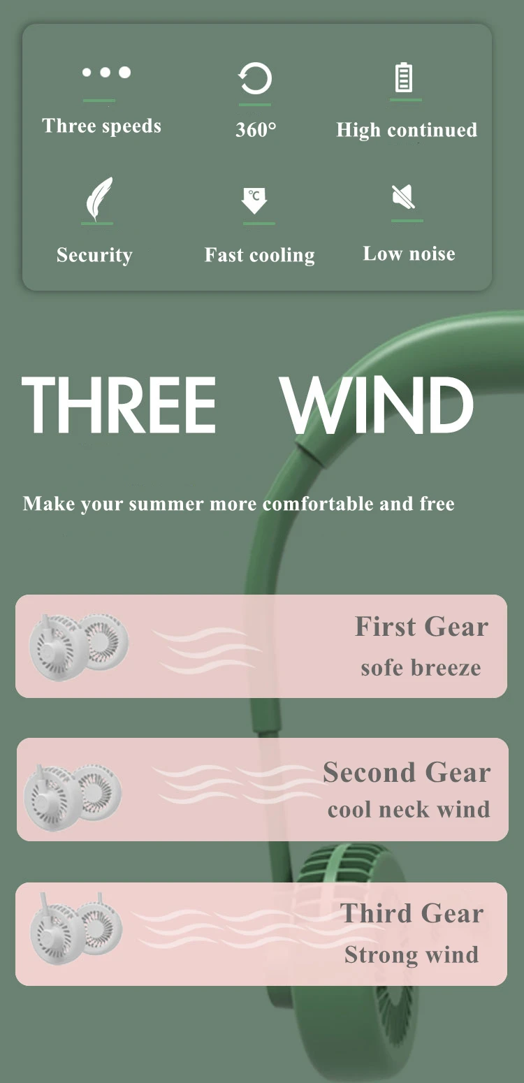 portable hanging neck fan cooler fan