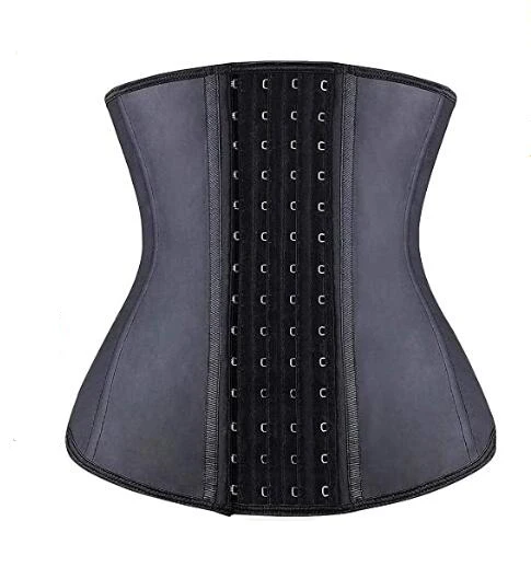 

4 Row Steel Hooks 9 Steel Boned Body Shaper Shapewear Latex Cincher Slimming Belts Tummy Trimmer Waist Trainer, Black