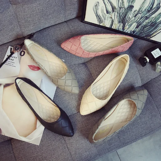

Simple shallow mouth pointed women's shoes 2020 spring fashion casual shoes  large size flat shoes wholesale, Black, beige, pink, gray